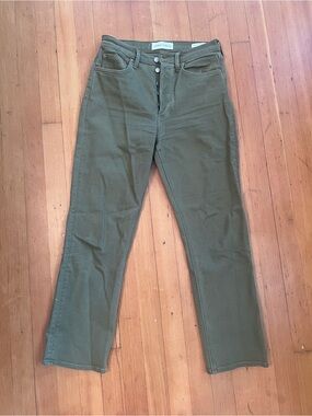 Denim Forum High-Rise Straight Jeans in Olive